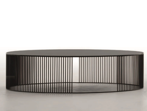 ANDRA - Oval metal coffee table with glass top _ Tonin Casa